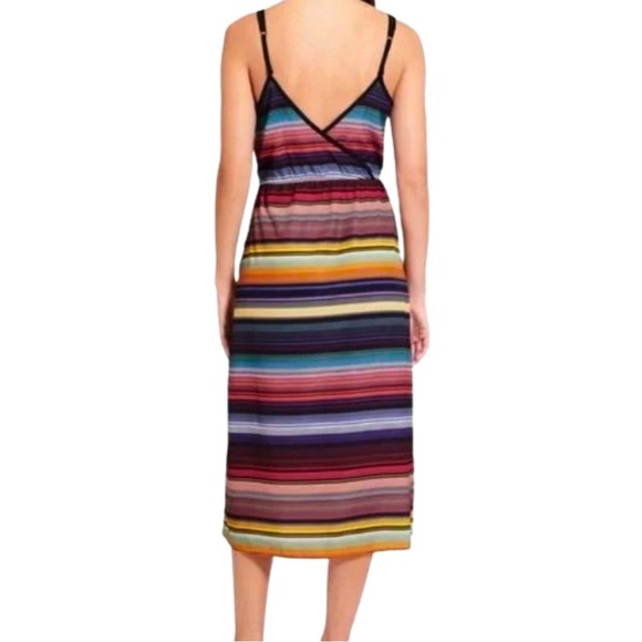 Athleta Havana Maxi Dress Sz Large Multicolor Rainbow Stripe Athletic Sleeveless - Picture 2 of 8